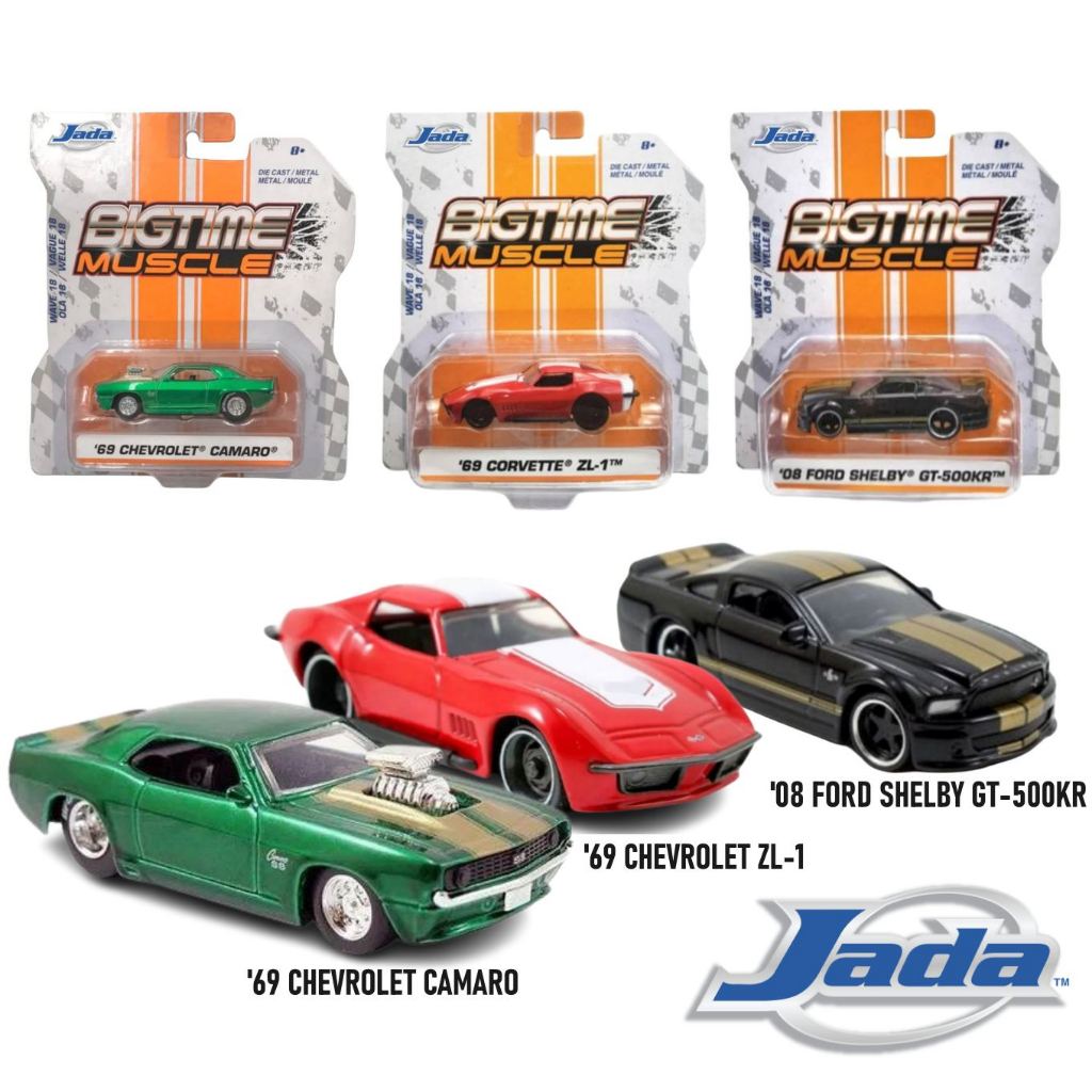 โมเดลรถเหล็ก JADA BIGTIME MUSCLE WAVE 18 ลิขสิทธิ์แท้100% สเกล1/64 (แพ็คไม่สวย) รถเหล็ก รถของเล่น ของแท้ JD12006 #