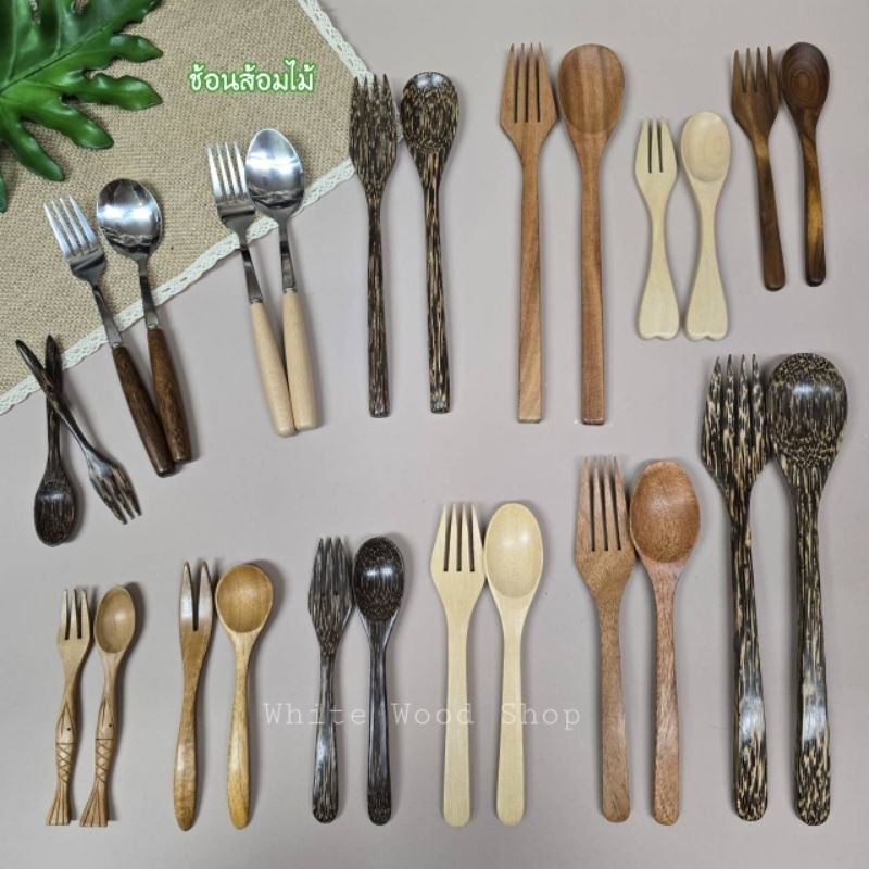 ช้อนส้อมไม้ปลายมน 13-19cm