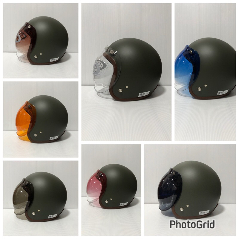 หมวกกันน็อคแนววินเทจ (Pขี้ม้าด้าน) พร้อมชิว Bubbel หลายสีให้เลือก