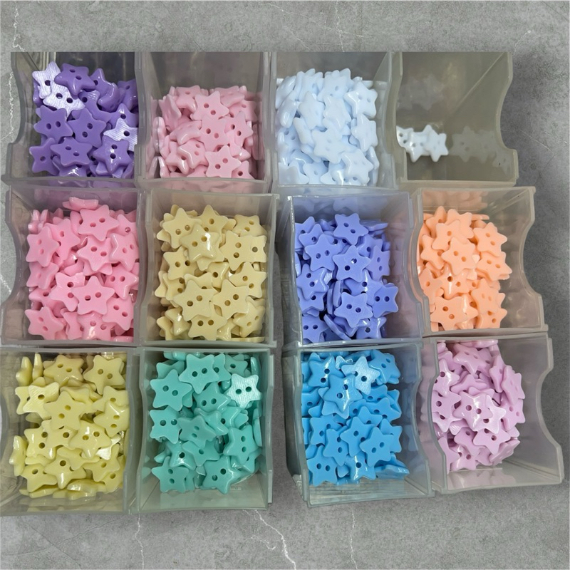 กระดุมพลาสติกรูปดาว สีพาสเทล กระดุมตกแต่ง น่ารัก 11-12mm (20เม็ด)