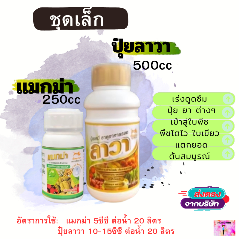 ชุดเล็ก 2 ขวด แมกม่า-ลาวา ปุ๋ยน้ำสารเสริมประสิทธิภาพ ปุ๋ยทางใบ ใช้ได้กับพืชทุกชนิด ของแท้100%