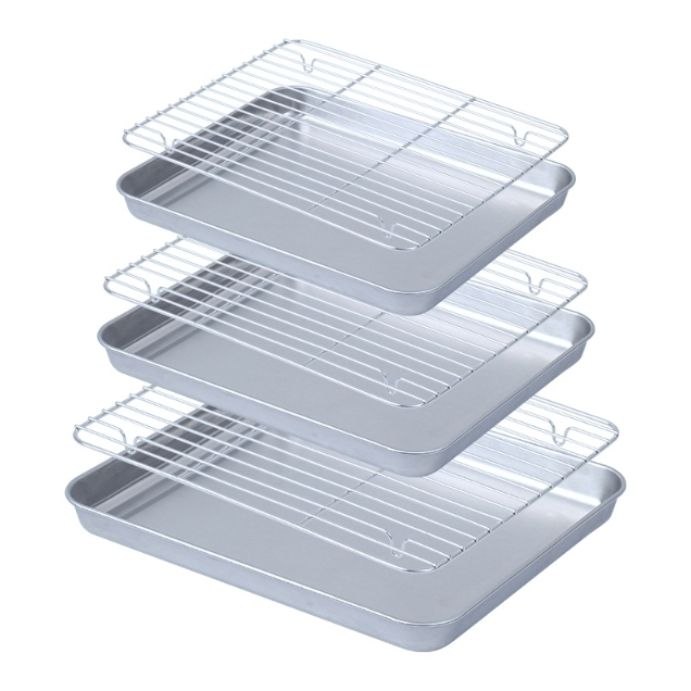 ถาดสแตนเลสพร้อมตะแกรง กรองน้ำมันของ ทอดมันฝรั่งทอด ถาดอาหาร พักขนม อบขนม รองน้ำมัน หนาแข็งแรง เหมาะสำหรับวางของทอด - รูปที่ 7