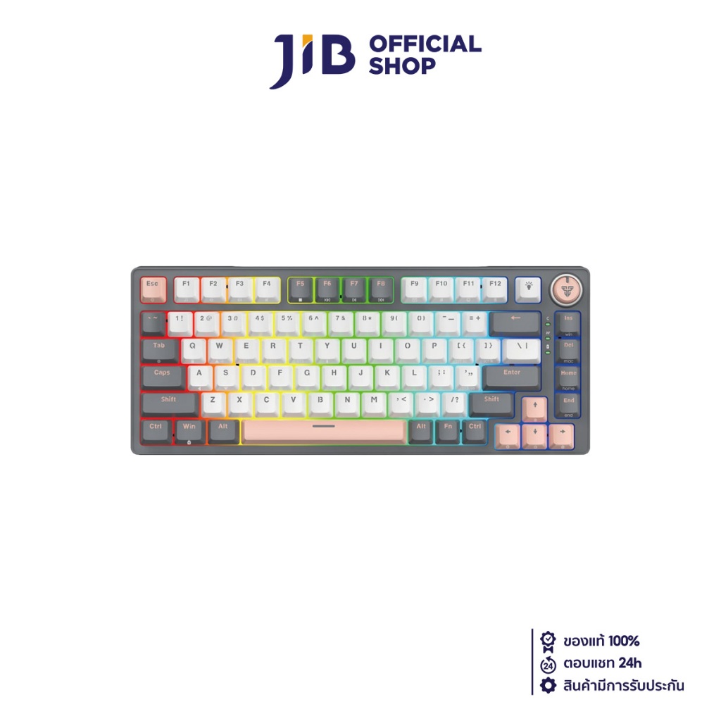 WIRELESS KEYBOARD (คีย์บอร์ดไร้สาย) FANTECH MK913 ATOM PR083 (GRAY) (BLUE SWITCH RGB EN/TH)