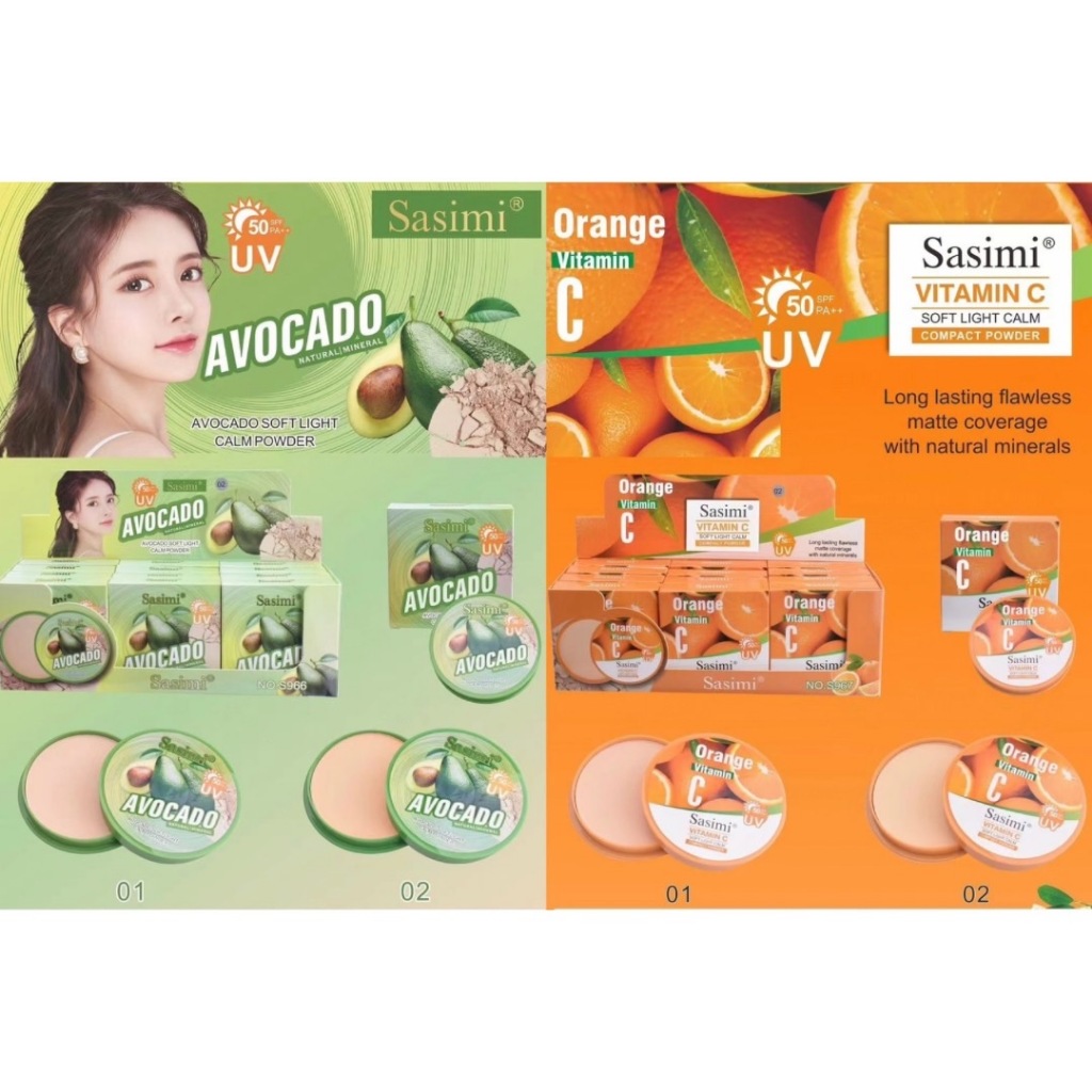 {12ตลับ} SASIMI Soft Light UV Coverage Powder แป้งพัฟกันแดด เรียบเนียน ปกป้องผิวหมองคล้ำ SPF50 PA++
