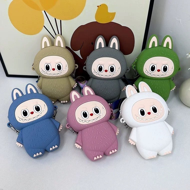 พร้อมส่ง กระเป๋าซิลิโคน LABUBU Pop It Push Bubble กระเป๋าใส่สะพายข้าง กระเป๋าใส่เหรียญซิลิโคนพร้อมมีซิป แฟชั่นการ์ตูน