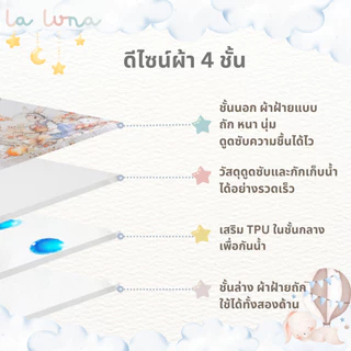 La Luna แผ่นรองกันเปื้อน ไซส์ใหญ่ 80x100 CM ผ้ารองที่นอนเด็ก ผ้ารองฉี่ แผ่นรองฉี่ (Fairy Diaper Pad)