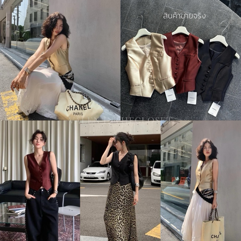 𝗖𝗟𝗔𝗦𝗦𝗜𝗖 𝗚𝗟𝗔𝗠 𝗩𝗘𝗦𝗧 𝗦𝗨𝗜𝗧 รุ่นใหม่ทำถึงมาก! เสื้อกั๊กสูท กระดุมหน้า ผ้ามีความวาวเล่นแสง ดูแพงเกินต้าน