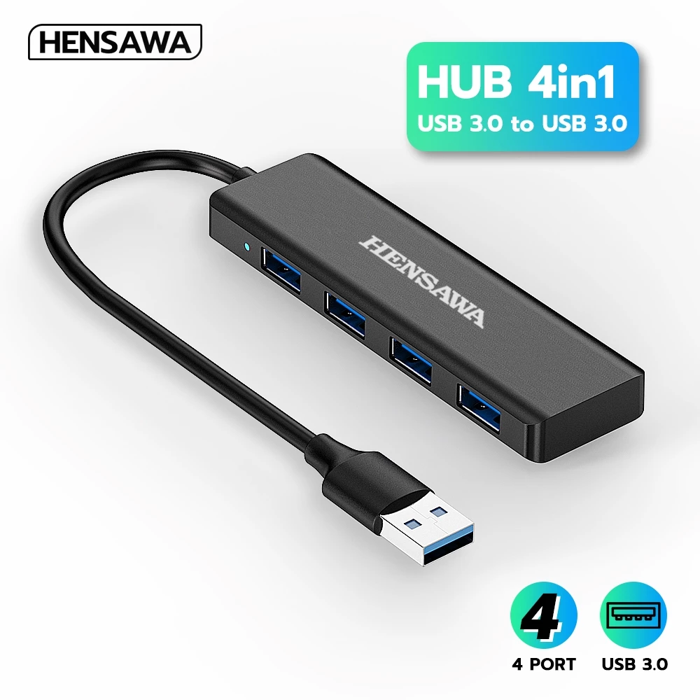Hensawa Type-c USB HUB 2.0 3.0 x4 พอร์ต 5Gbps อะแดปเตอร์ แปลงสาย โอนถ่ายข้อมูลไว สำหรับ Notebook แล็ปท็อป PC Mouse+key
