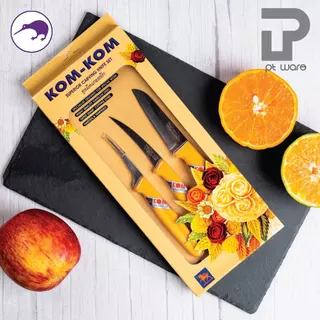 Kiwi Kom-Kom คมคม ชุดมีดแกะสลัก มีดกีวี มีดแกะสลัก มีดคว้าน ชุด3ชิ้น