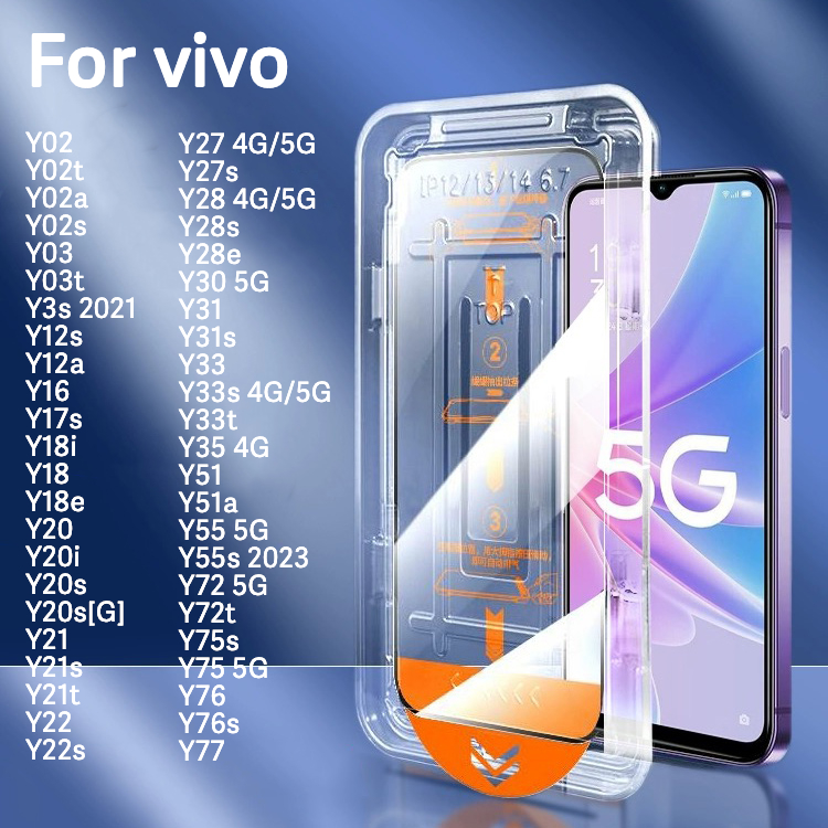 One-Click Full HD ฟิล์มกระจกเต็มจอ ป้องกันหน้าจอสำหรับ For vivo Y18 Y17 Y28 Y27 Y28s Y03 4G กันรอย กันตก กัน หน้าจอ แตก