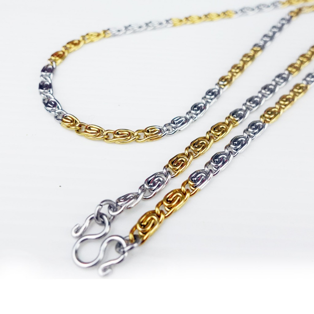C39 สร้อยคอ ลายดอกไม้ 4.5 มิล สองกษัตริย์ สวยงาม ห้อยพระ สร้อยสแตนเลสแท้ สร้อยพระ stainless necklace