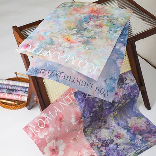 กระดาษห่อของขวัญลายดอกไม้ สไตล์ภาพวาดสีน้ำมัน