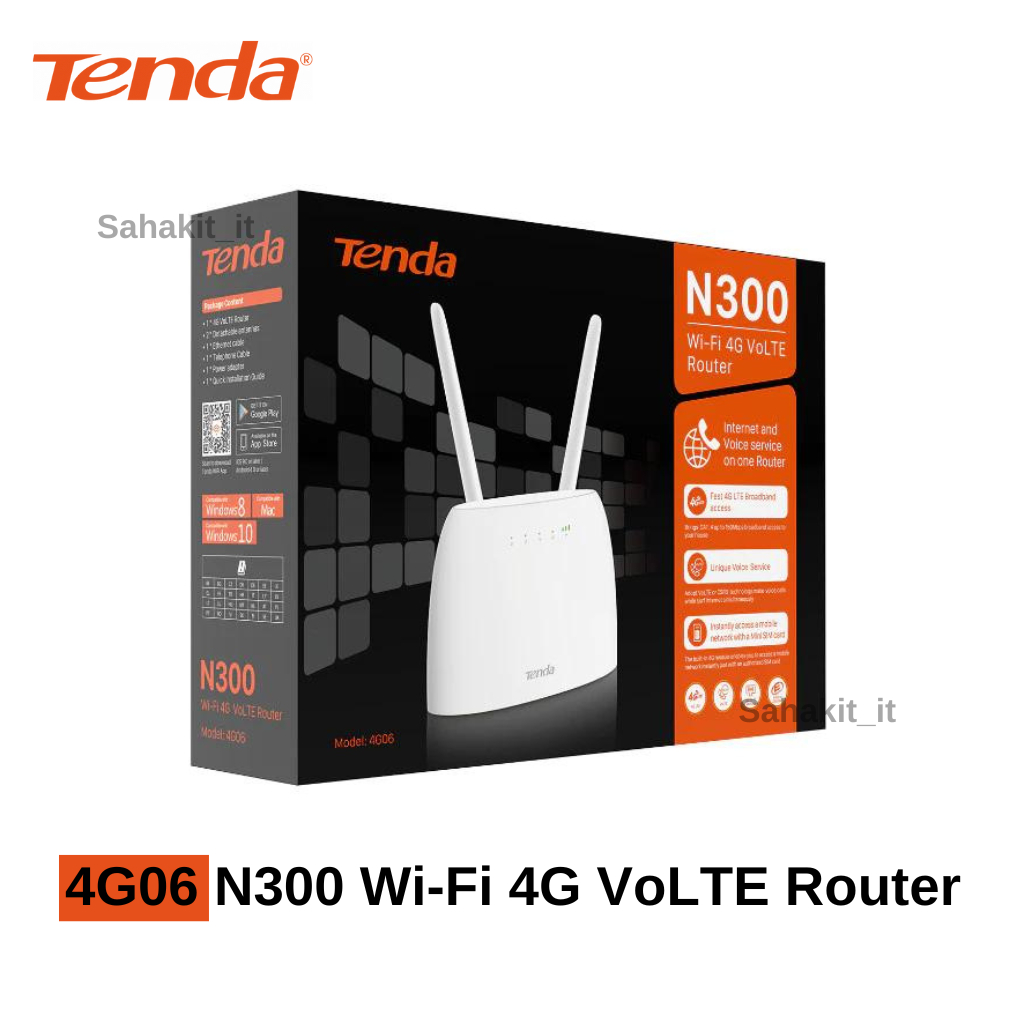 เราท์เตอร์ WiFi ใส่ซิม 300Mbps รองรับซิมทุกเครือข่าย Tenda 4G06 4G LTE Router N300