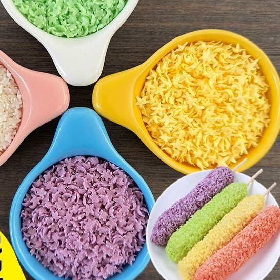 ★-☀เกล็ดขนมปังดาว500กรัมใช้ในครัวเรือนสีพระจันทร์เสี้ยวเชิงพาณิชย์ไก่ทอดเกล็ดหิมะทอดกรอบหลากสี
