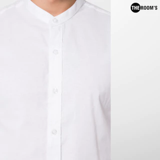 THE ROOM'S - เดอะรูม เสื้อเชิ้ต คอจีน สีขาว Oxford แขนยาว รีดง่าย ใส่สบาย