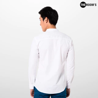 THE ROOM'S - เดอะรูม เสื้อเชิ้ต คอจีน สีขาว Oxford แขนยาว รีดง่าย ใส่สบาย
