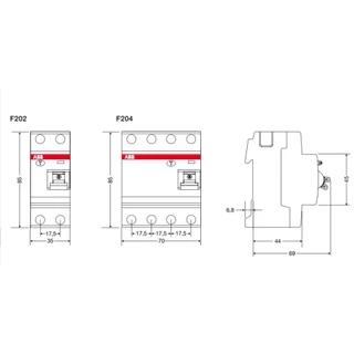 ABB RCCB type A F202A 2P 40A 30mA สำหรับ EV Charger
