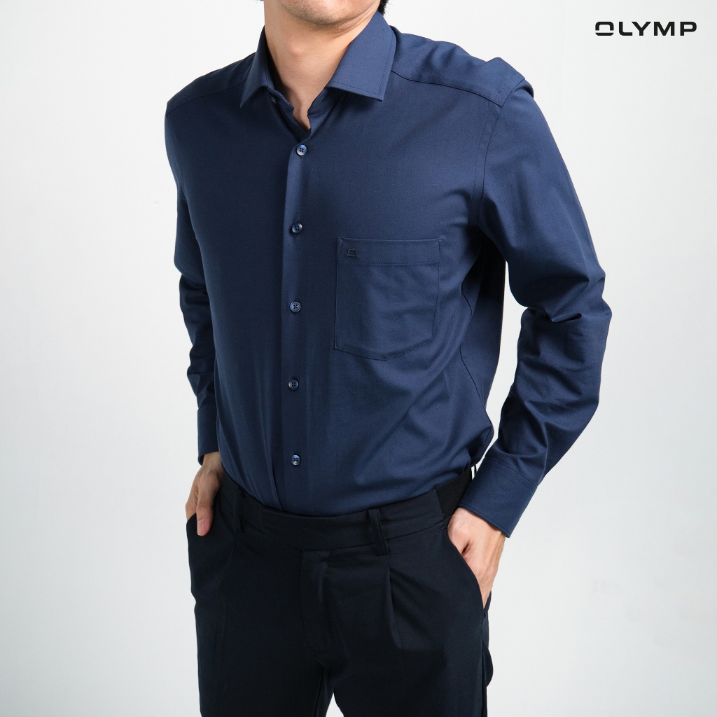 OLYMP 24/Seven LUXOR Shirt เสื้อเชิ้ต Climate Control ระบายความชื้น ควบคุมอุณหภูมิ รู้สึกเย็น สีกรมท