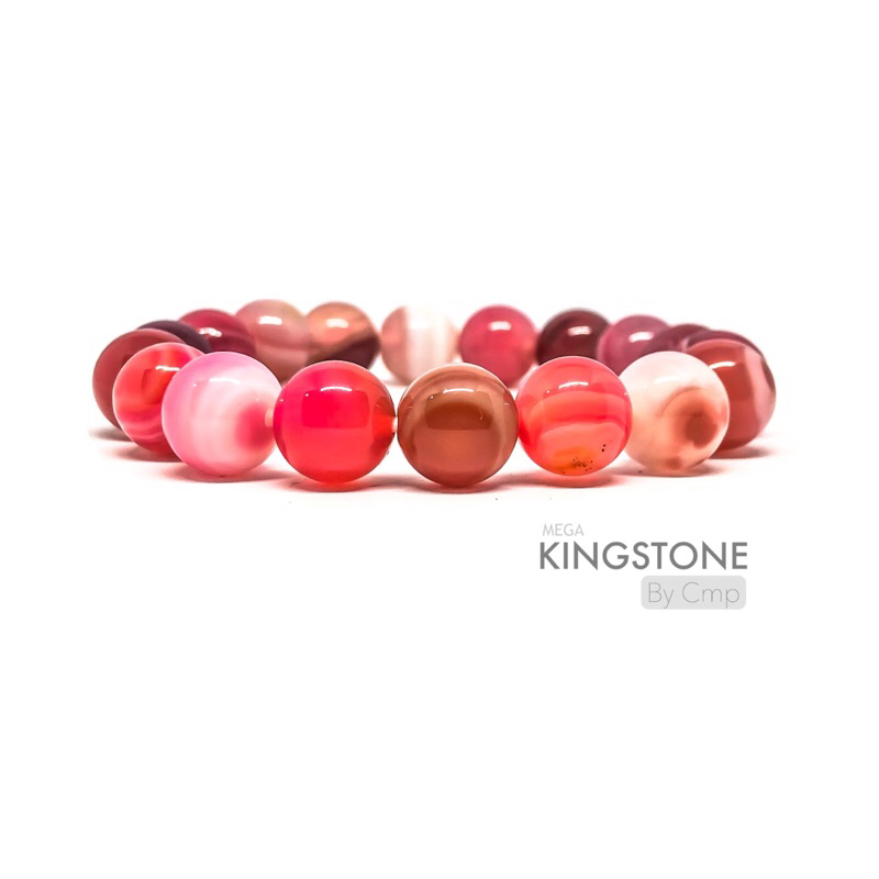 AGATE อาเกต เป็นหินเเห่งความอุดมสมบูรณ์ 8 10 12 14 มม.สร้อยข้อมือหินแท้