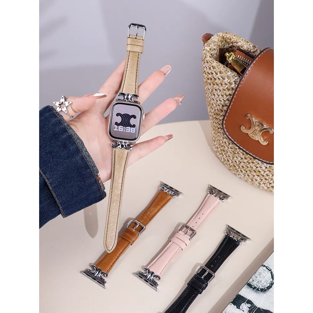 พร้อมส่ง สายหนังสไตล์ CE LINE ใช้ได้กับ Smart Watch 10 9 8 7 6 5 4 3 2 1 Se Ultra CD99 H13mini H14Ultra WatchX X69 X29