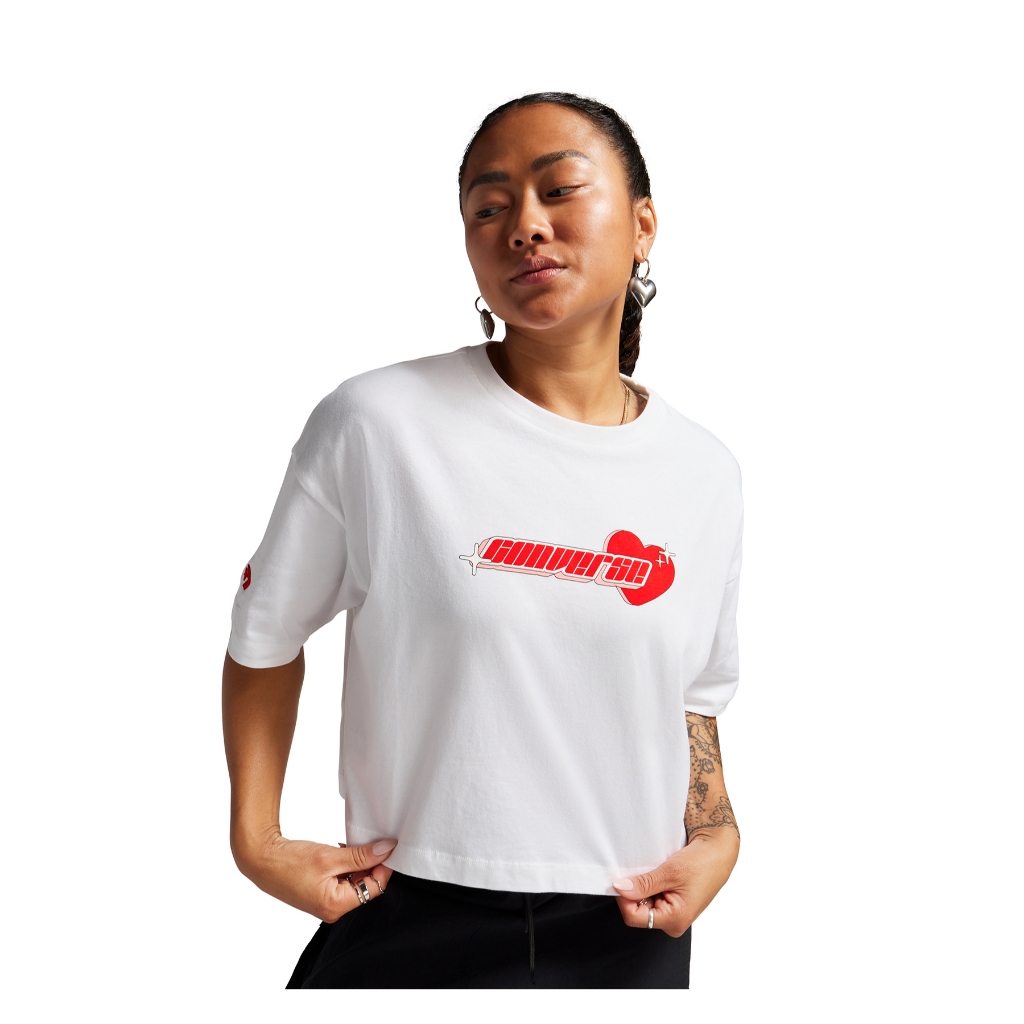 CONVERSE เสื้อ CONVERSE BEMY2K CROPPED TEE WHITE ผู้หญิง 1426886AF_S4WTXX