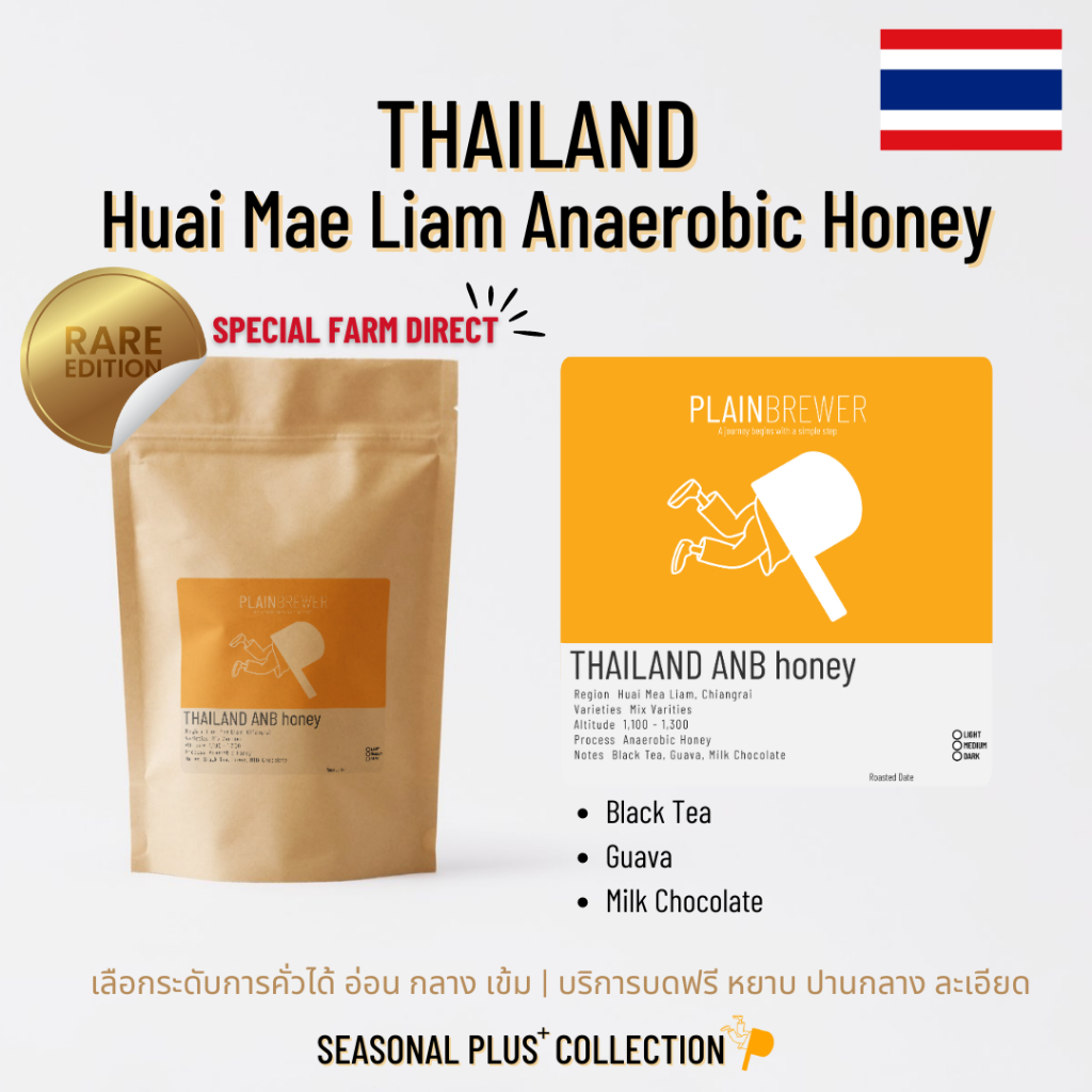 [เลือกระคั่วได้/บดฟรี] THAILAND - Anaerobic honey เมล็ดกาแฟ อาราบิก้า 100%