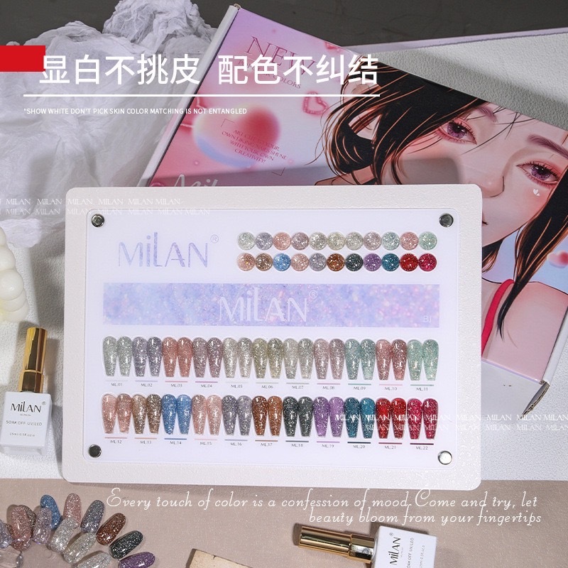 (New) สีเจลแฟลช Milan 24 สี โทนนู้ดผู้ดีมากค่ะ แฟลชแบบจึ้งแสบตาค่ะ ตัวนี้มีชาร์จสีเหลื่ยมให้นะคะ (mw) แน่นๆ