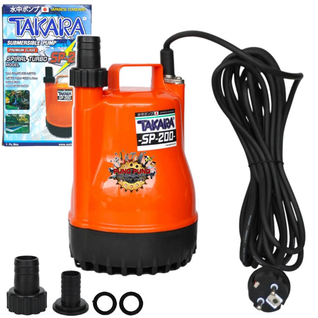 ไดโว่ TAKARA  ปั๊มแช่ 200 วัตต์ spiral turbo ไม่มีลูกลอย รุ่น SP-200