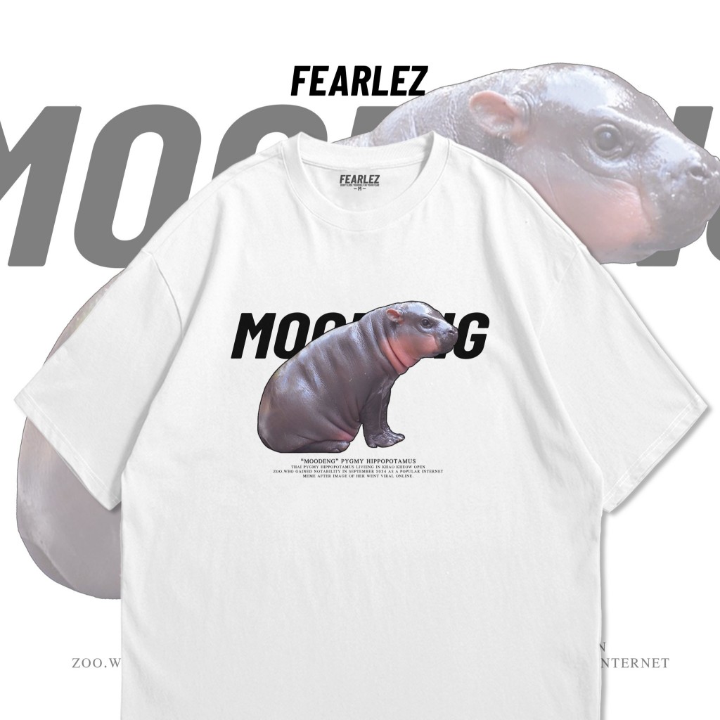 𝐅𝐄𝐀𝐑𝐋𝐄𝐙 (FL409) - หมูเด้ง ฮิปโปแคระ V.2 เสื้อยืดคอกลม ผ้าCotton 100% - รูปที่ 3