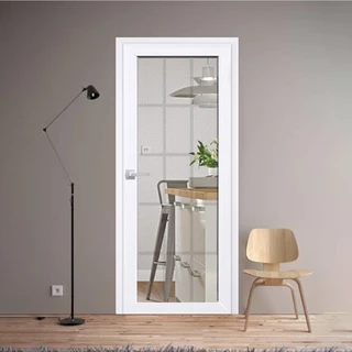 ประตูพร้อมวงกบ uPVC Eco-door รุ่น 15light ขนาด 80 x 200 ซม. แบบเจาะลูกบิด สำหรับภายในและภายนอก | กันแดด 100% กันน้ำ กันป