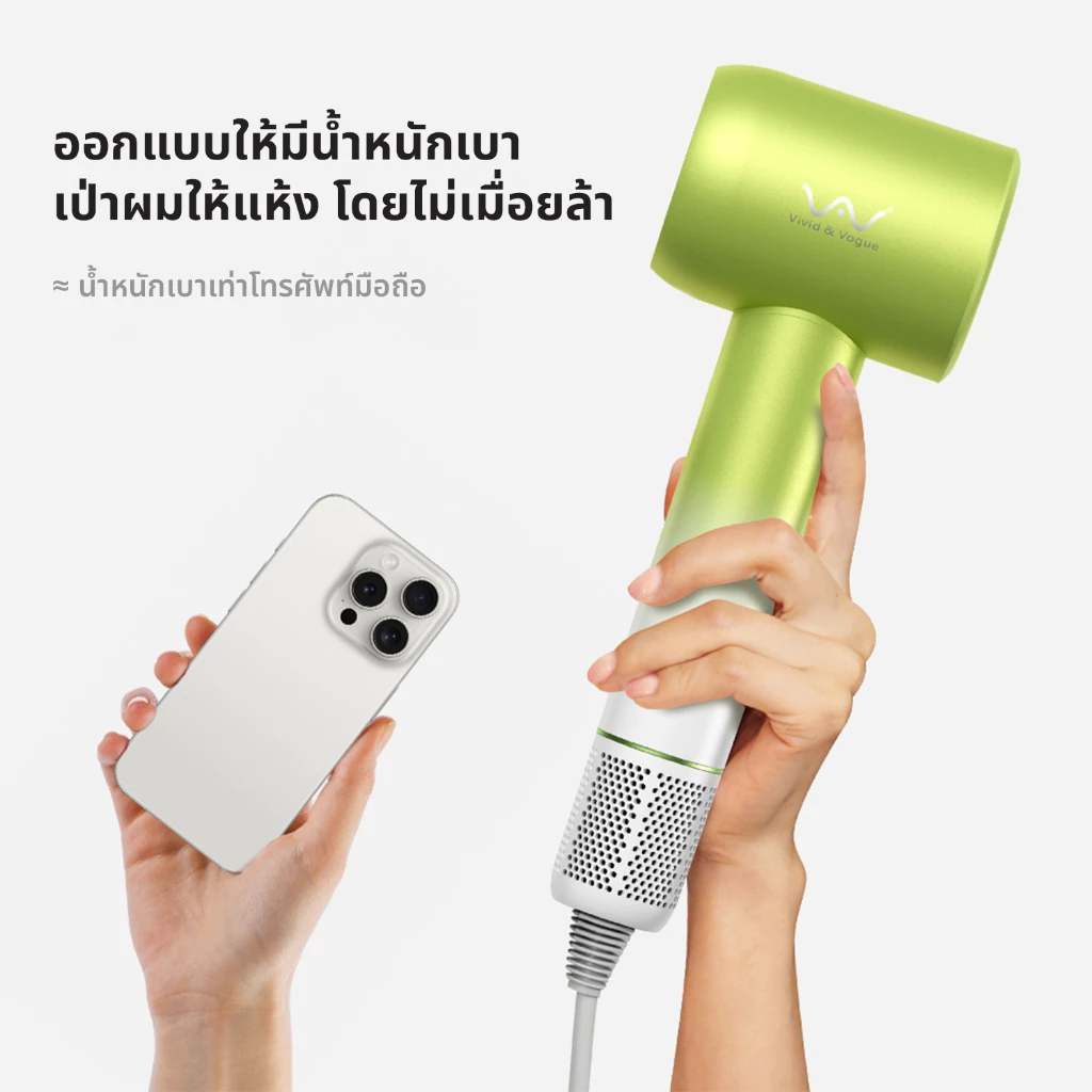 vivid&vogueไดร์เป่าผม120000rpm High Speed HairDryer { รุ่น V7 } ประจุ100ล้าน ไอออนโซเดียมจดสิทธิบัตร รับประกัน3ปี รูปที่ 4