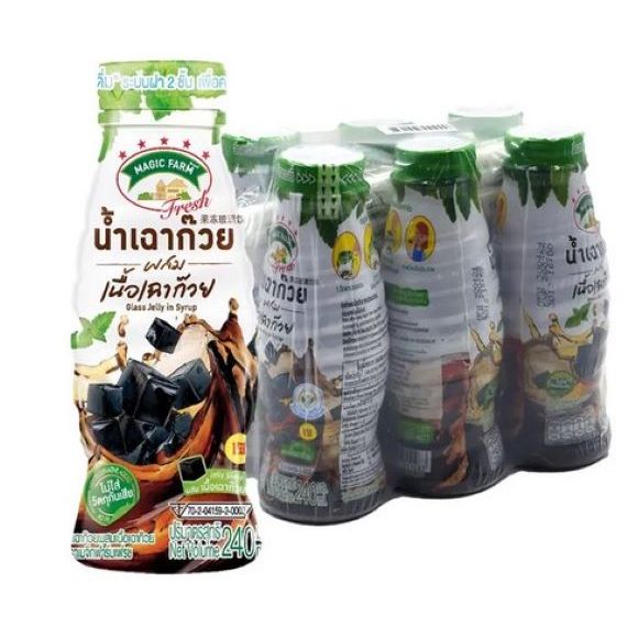 เมจิก ฟาร์ม น้ำเฉาก๊วยผสมเนื้อเฉาก๊วย มะพร้าว+น้ำตาลสด น้ำมะพร้าวน้ำหอม สินค้ามี3ตัวเลือก ขนาด240มล. ยกแพ็ค6ขวด