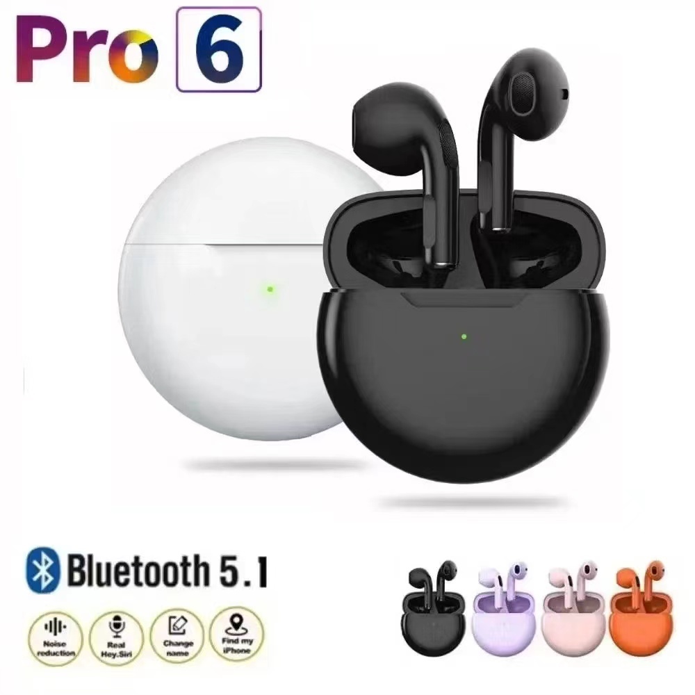 พร้อมส่งหูฟังบลูทธูไร้สาย รุ่นPro6 ระบบสัมผัสTWS bluetooth เวอร์ชัน5.1 เสียงดี ขนาดเล็กพกพาง่าย ใช้ได้กับโทรศัพท์ทุกรุ่น