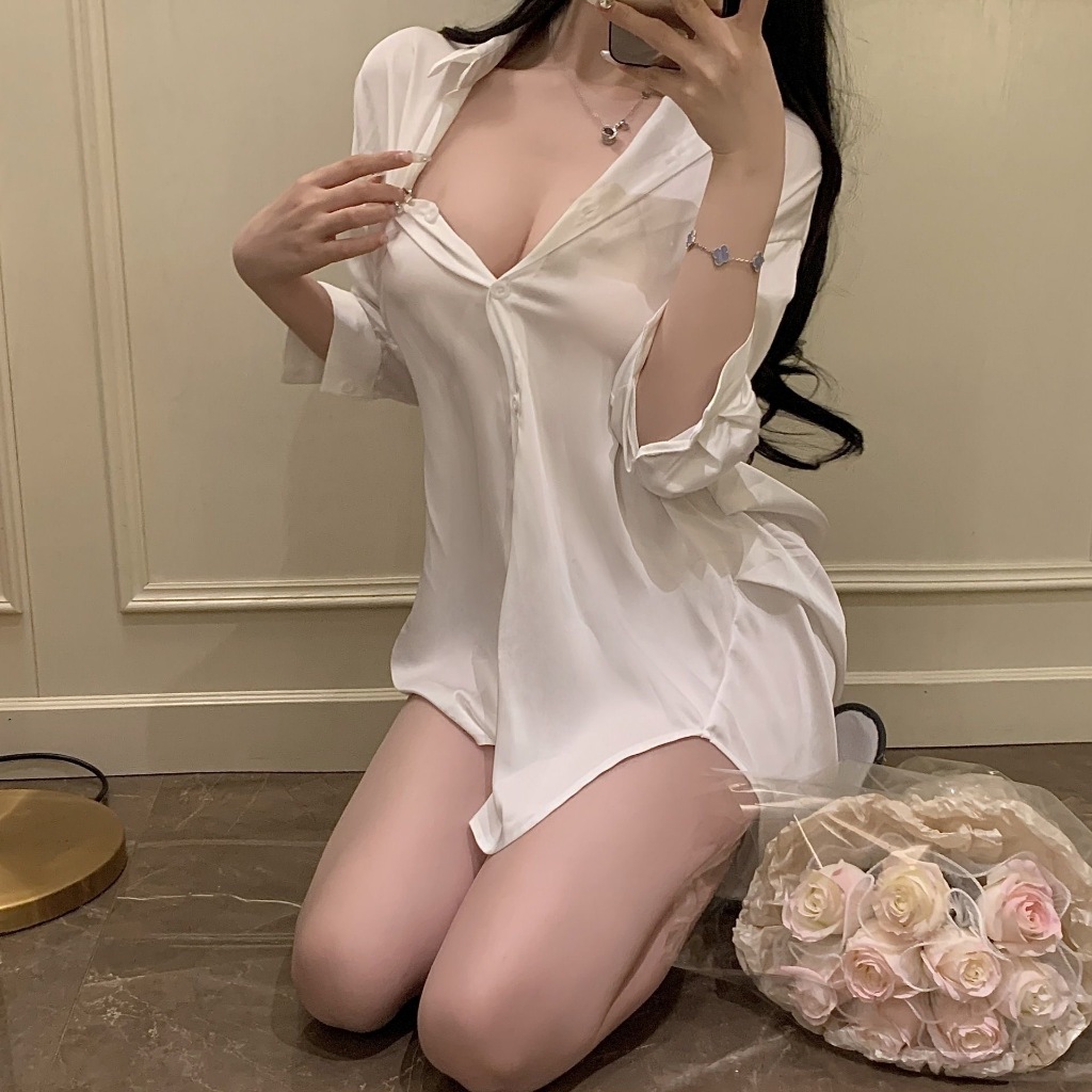 🔥พร้อมส่งจากไทย🔥 ชุดนอนผ้าซาติน ชุดนอนลูกไม้ ใส่สบาย  ผู้หญิง เซ็กซี่