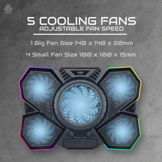 EGA TYPE CP4 RGB พัดลมระบายอากาศ สำหรับ Notebook รองรับขนาด 9-17 นิ้ว พัดลม 5 ตัว ปรับได้ 7 ระดับ [รับประกัน2ปี]