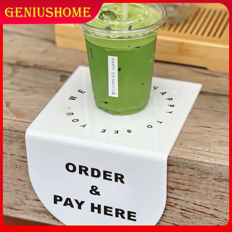 ป้าย order here ป้าย pick up here ป้าย ORDER & PAY HERE ป้ายคาเฟ่ 15x12cm ป้ายอะคริลิค ป้ายหน้าเคาน์