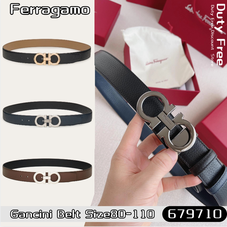 Ferragamo double-sided adjustable Gancini belt/เข็มขัด Gancini ปรับได้สองด้านของ