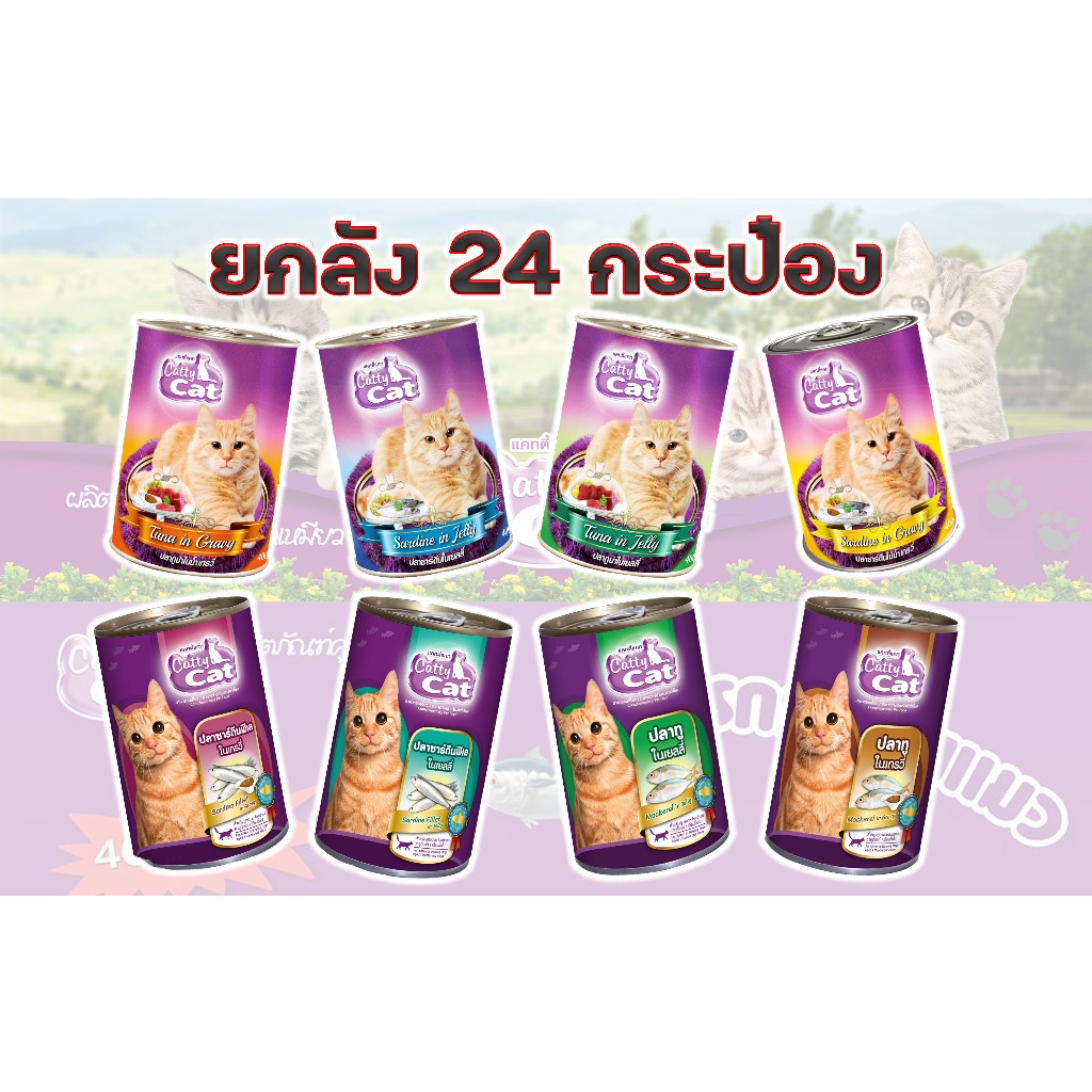 (ยกลัง 24 กระป๋อง) Catty Cat อาหารแมวกระป๋อง แคทตี้แคท ขนาด 400g