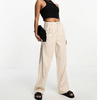 Stradivarius linen wide leg pants กางเกงผ้าลินิน ทรงขากว้าง