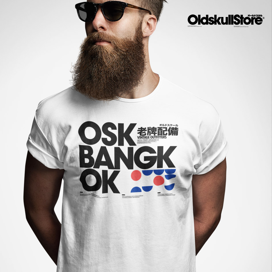 Oldskull Bangkok เสื้อยืดผู้ชาย เสื้อยืด คอกลม แขนสั้น พิมพ์ลาย