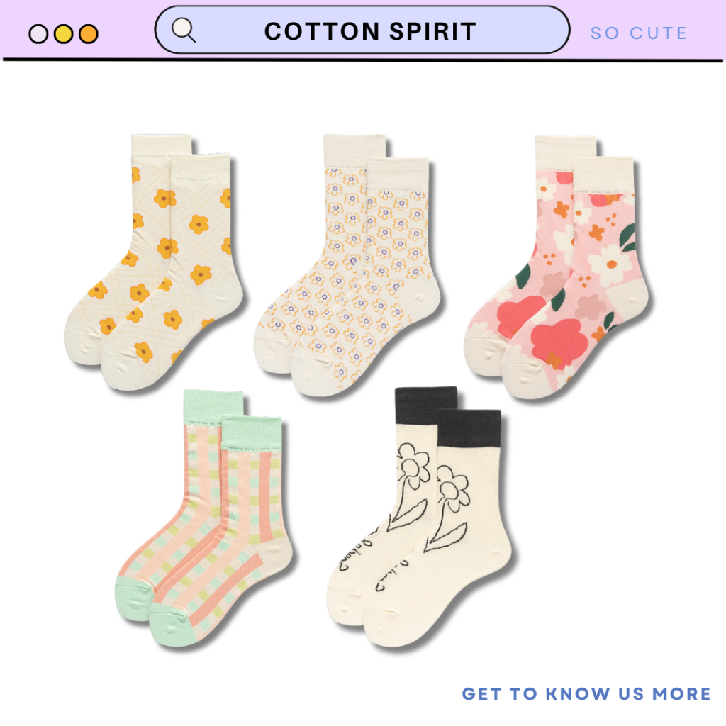 Socks 42 บาท ถุงเท้าเกาหลี ​ข้อยาว แฟชั่น สไตล์เกาหลี ผ้า cotton นิ่ม #PE57 Women Clothes