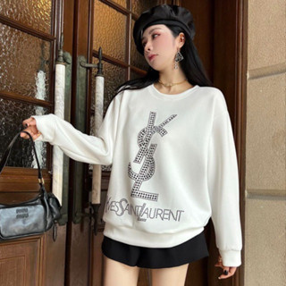 2สี SWEATER YSL สเวตเตอร์ เสื้อแขนยาว ติดเพชรเม็ดใหญ่ วายเอสแอล