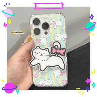 ✨จัดส่งภายใน 24 ชม ✨เคสไอโฟน12 13 14 Pro For 11 แมว การ์ตูน ความนิยม สาวน่ารักหัวใจ แฟชั่น เรียบง่าย การป้องกันการตก Cas