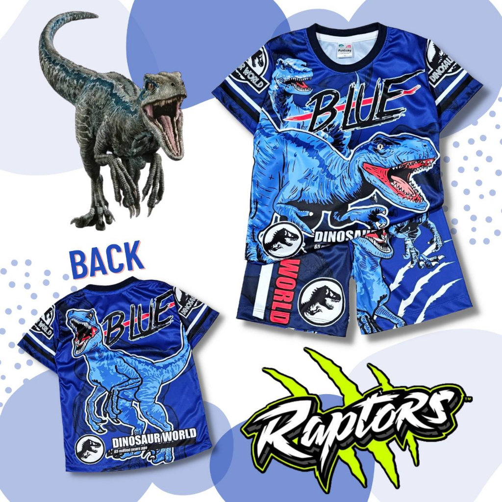 DI0628 ชุดเด็ก เสื้อแขนสั้น + กางเกงขาสั้น ผ้าไมโครเกรด A ลายไดโนเสาร์