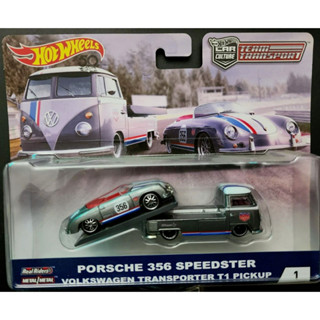 Car Culture Team Transport No.1 Porsche 356 Speedster &amp; VW Pickup 1:64 (HOTWHEELS)