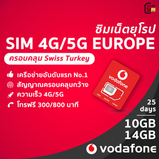 [ซื้อ 2 ลด 10%]Europe SIM ซิมยุโรป ตุรกี สวิส เยอรมัน ฝรั่งเศส อังกฤษ อิตาลี สเปน ออสเตรีย ซิมเน็ต 4G 10/14GB นาน 25 วัน