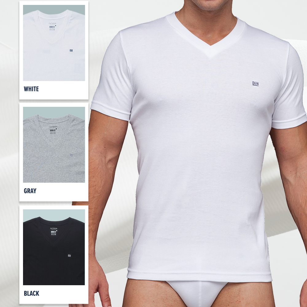 Guy Laroche เสื้อยืดคอวี BODY FIT COTTON USA100% มีให้เลือก 3 สี (JVV2423R4)