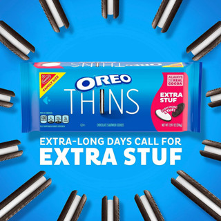 ขนมนำเข้า🇺🇸 OREO Thins Extra Stuf Chocolate Sandwich Cookies, Family Size,  ราคา 320 บาท