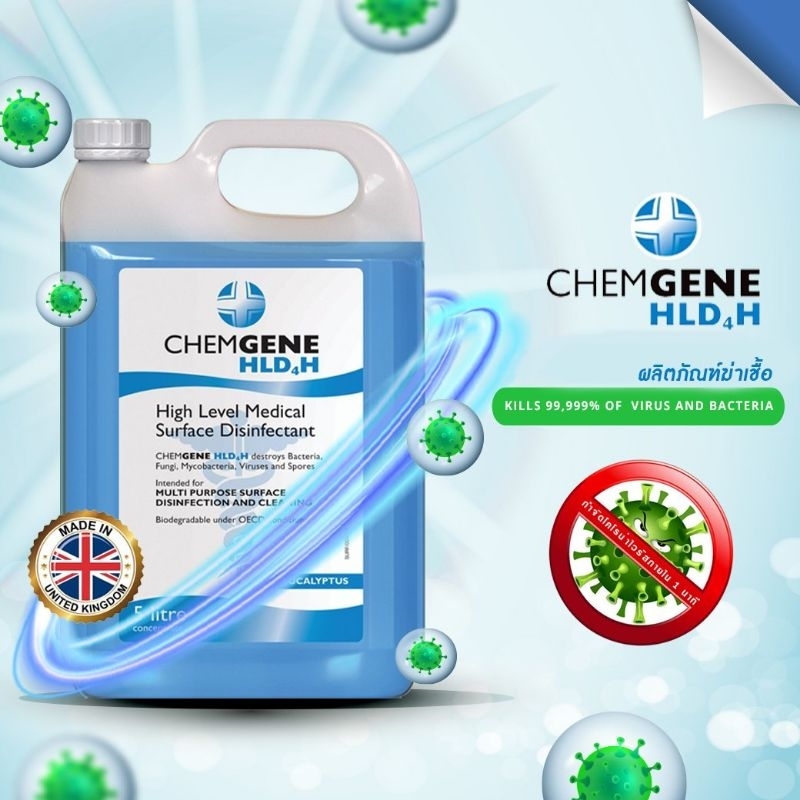 ส่งฟรี🚛หัวเชื้อเข้มข้นน้ำยาฆ่าเชื้อโรค RSV,โค-วิด,ไวรัสและแบคทีเรีย CHEMGENE HLD4H ขนาด 1L.