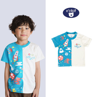 Eclat เสื้อยืดคอกลม เเขนสั้น(มีกระดุมไหล่ไซส์ 12M-2Y)เด็ก1-6ปี งานพิมพ์ลาย เนื้อผ้าเจอร์ซี่ cotton100% 7847